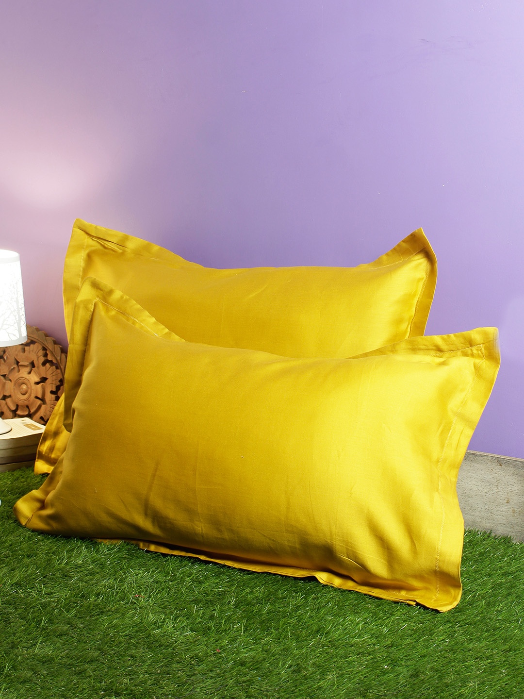 

HomeTown Set Of 2 Yellow Nora Palette Solid Pillow Covers