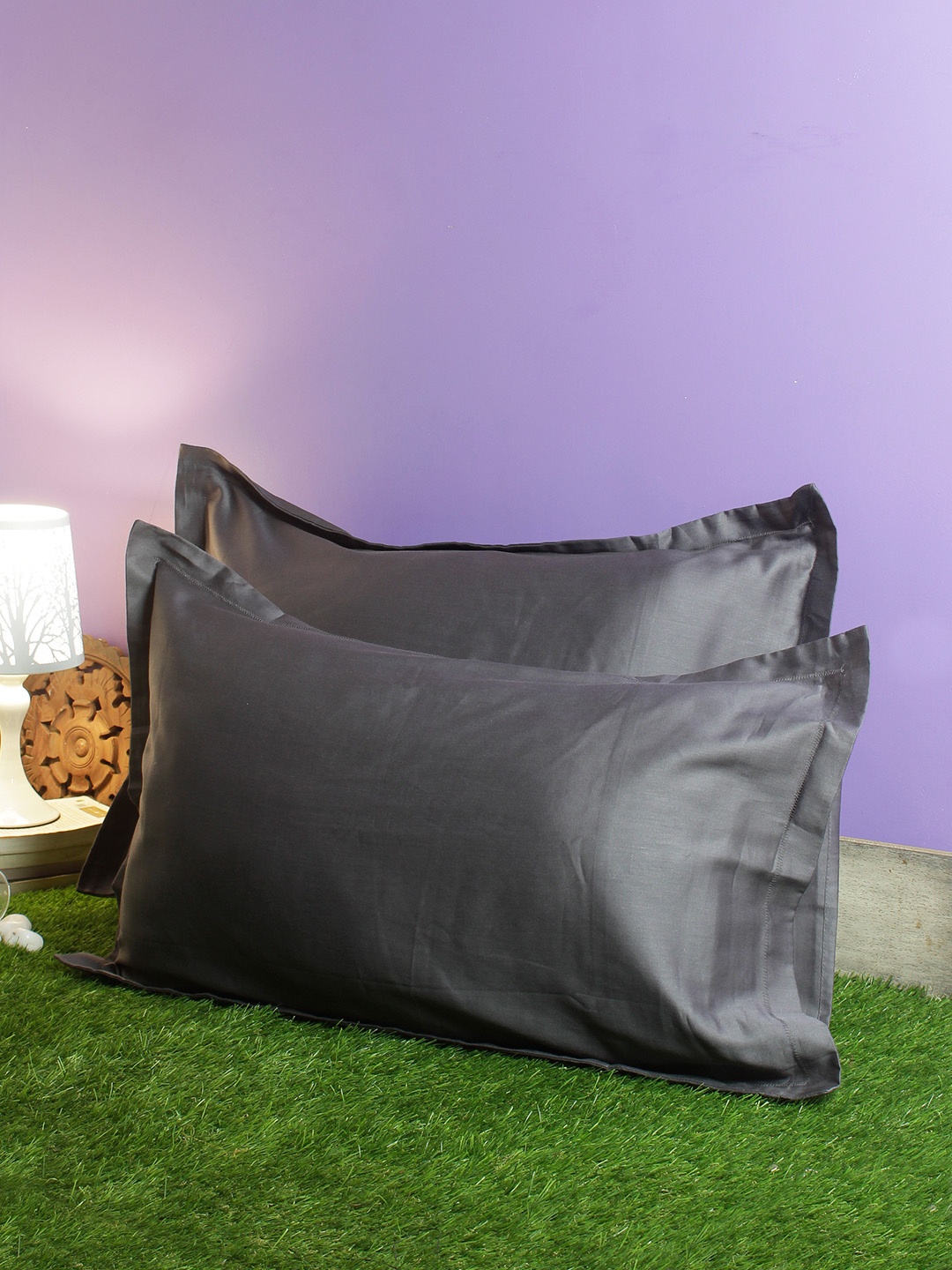 

HomeTown Set Of 2 Grey Nora Palette Solid Pillow Covers