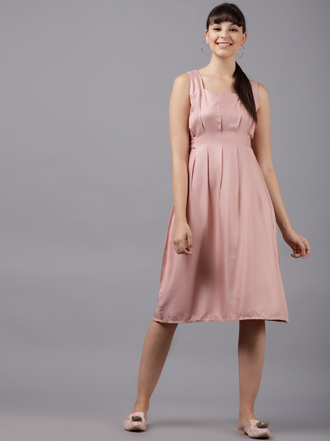 

Tokyo Talkies Women Pink Solid Empire Dress