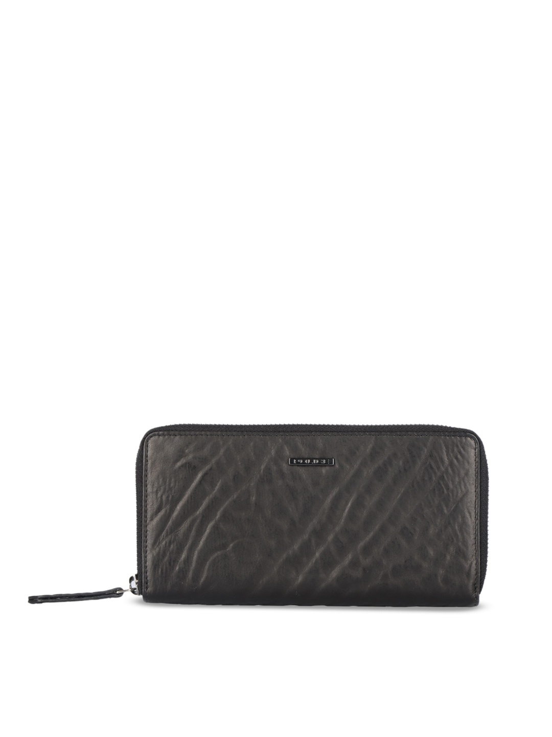 

Police Men Black Textured Leather Zip Around Wallet