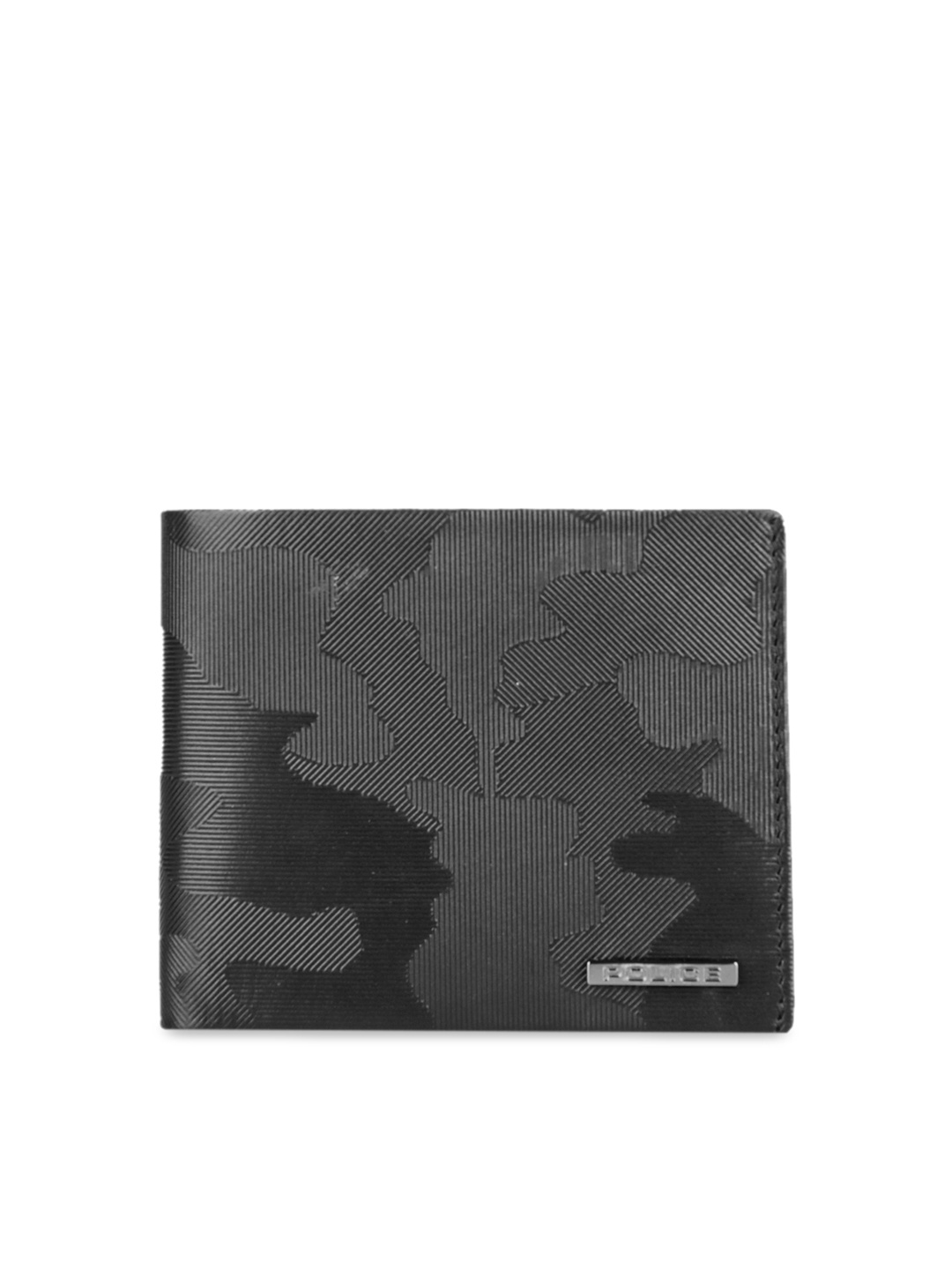 

Police Men Black Camouflage Textured Leather Two Fold Wallet