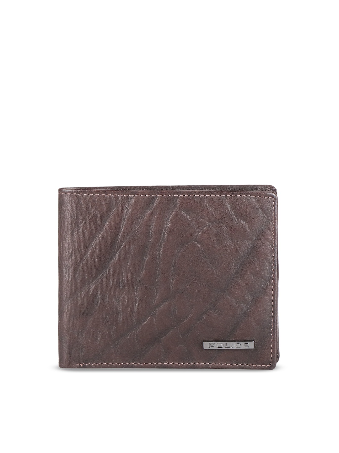 

Police Men Brown Textured Leather Two Fold Wallet