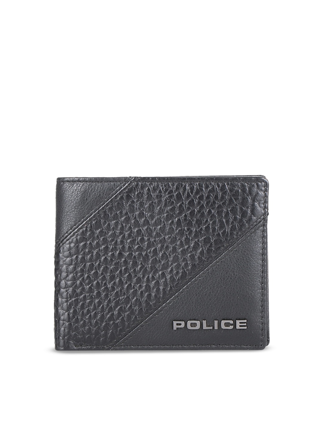 

Police Men Black Textured Leather Two Fold Wallet