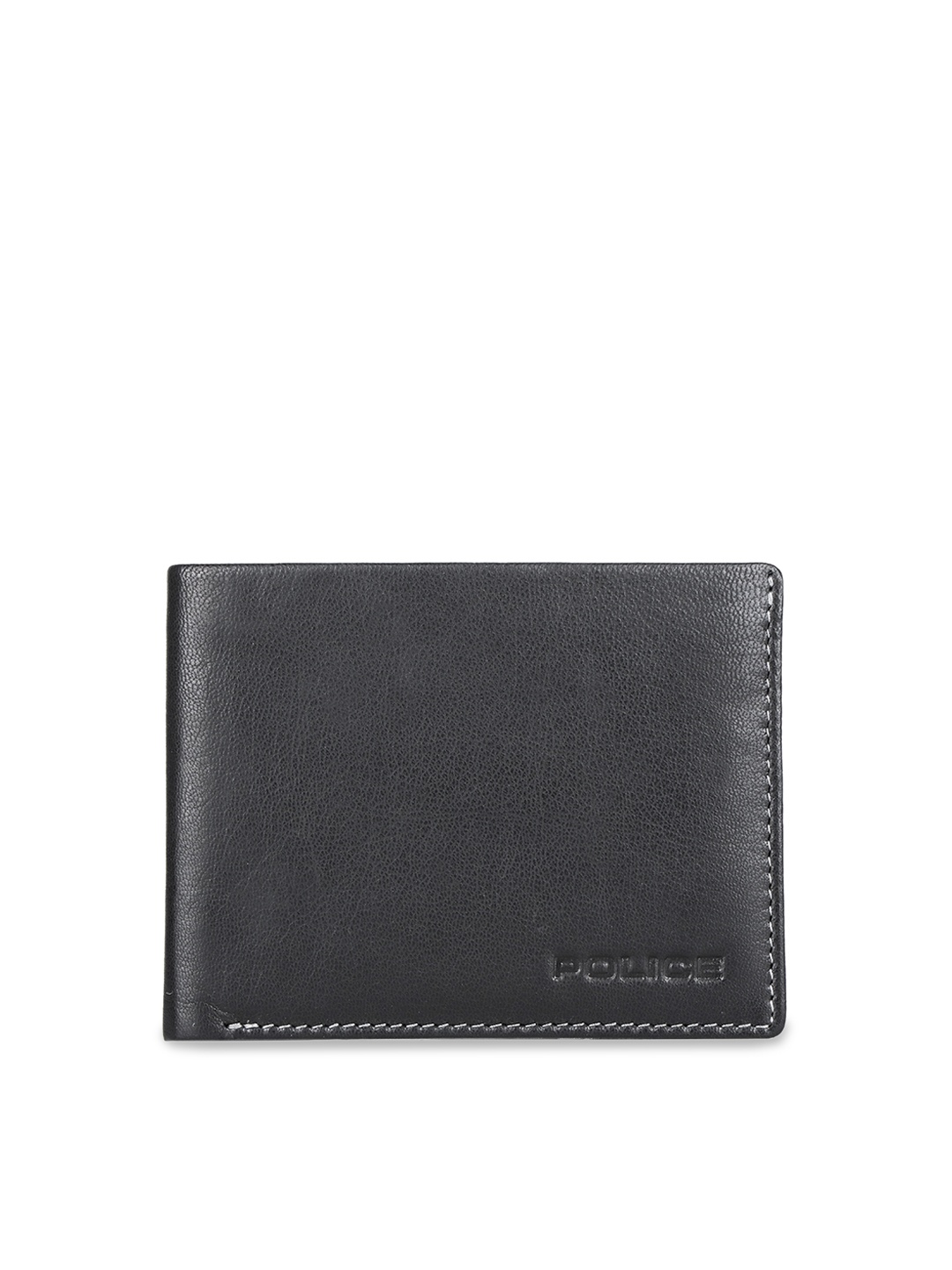 

Police Men Black Solid Two Fold Leather Wallet