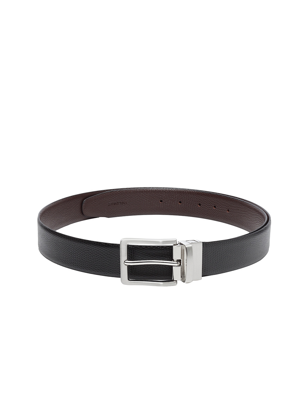 

WELBAWT Men Black & Brown Textured Reversible Leather Belt