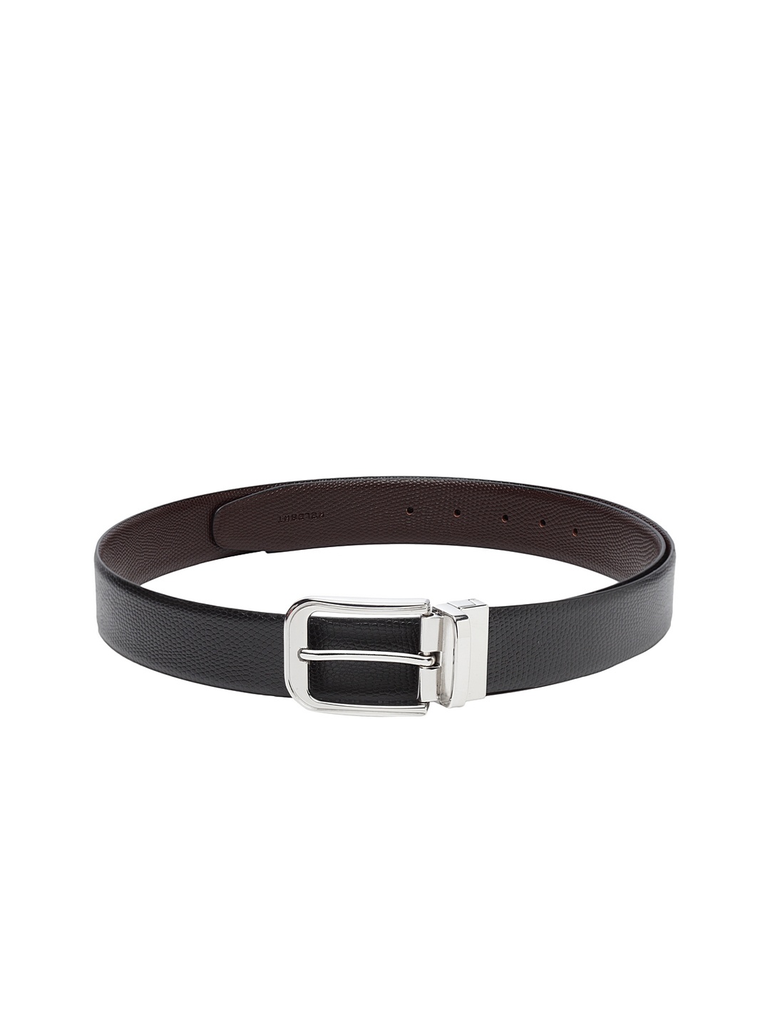 

WELBAWT Men Black & Brown Textured Reversible Leather Belt