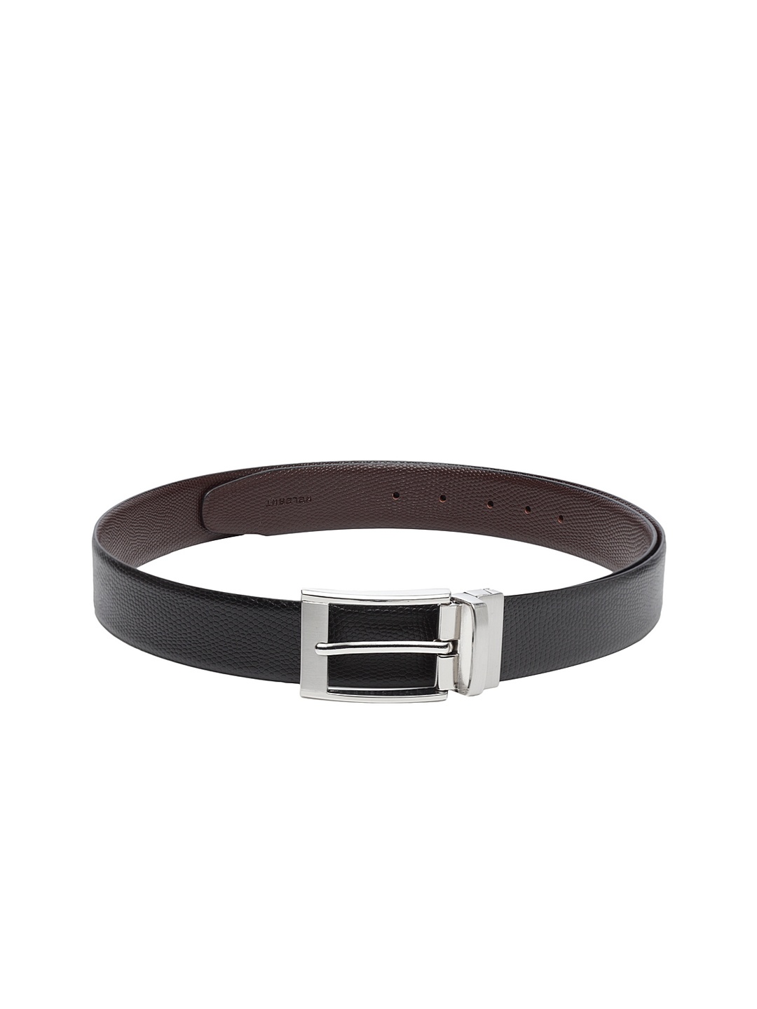 

WELBAWT Men Black & Brown Textured Reversible Leather Belt
