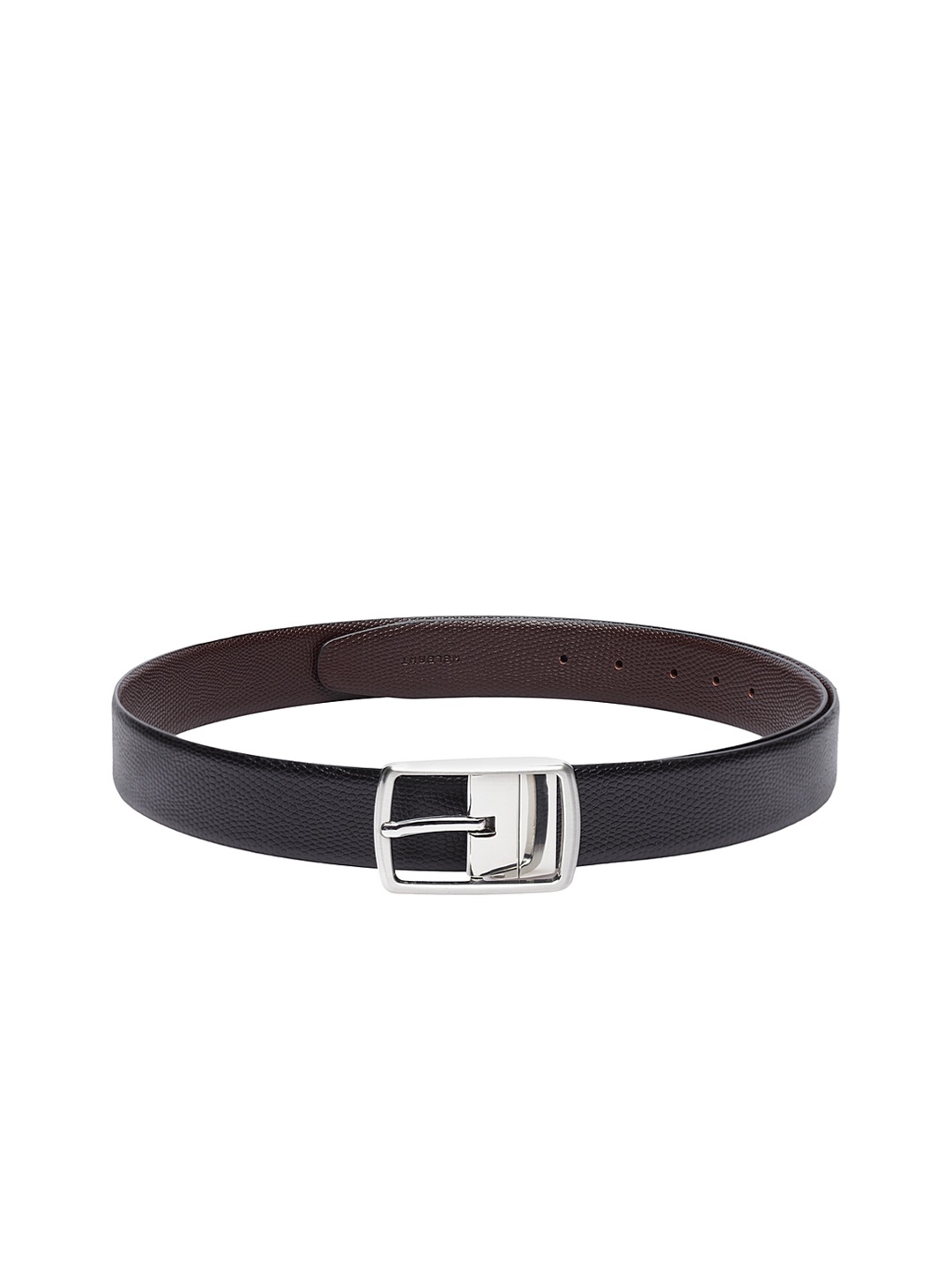 

WELBAWT Men Black & Brown Textured Reversible Leather Belt