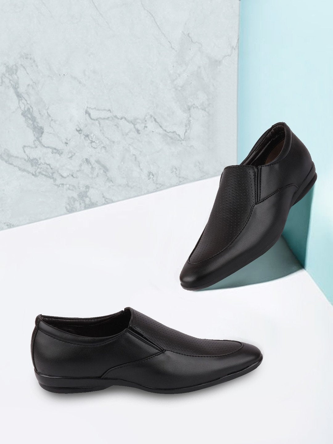 

FAUSTO Men Black Solid Formal Slip-Ons