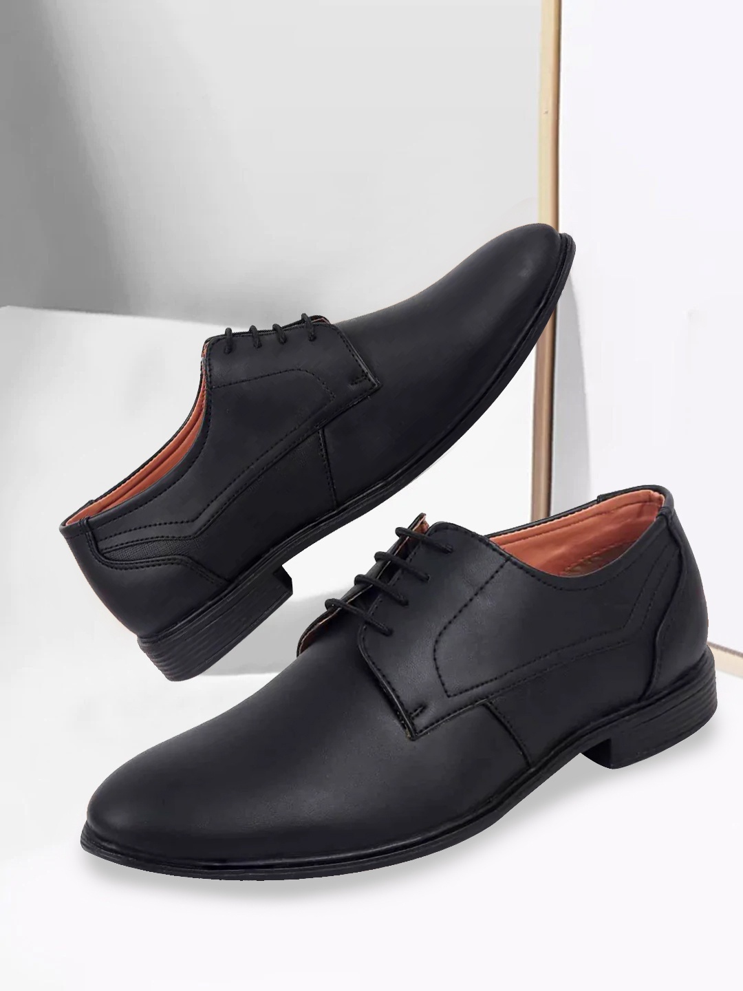 FAUSTO Men Black Solid Formal Oxford Shoes