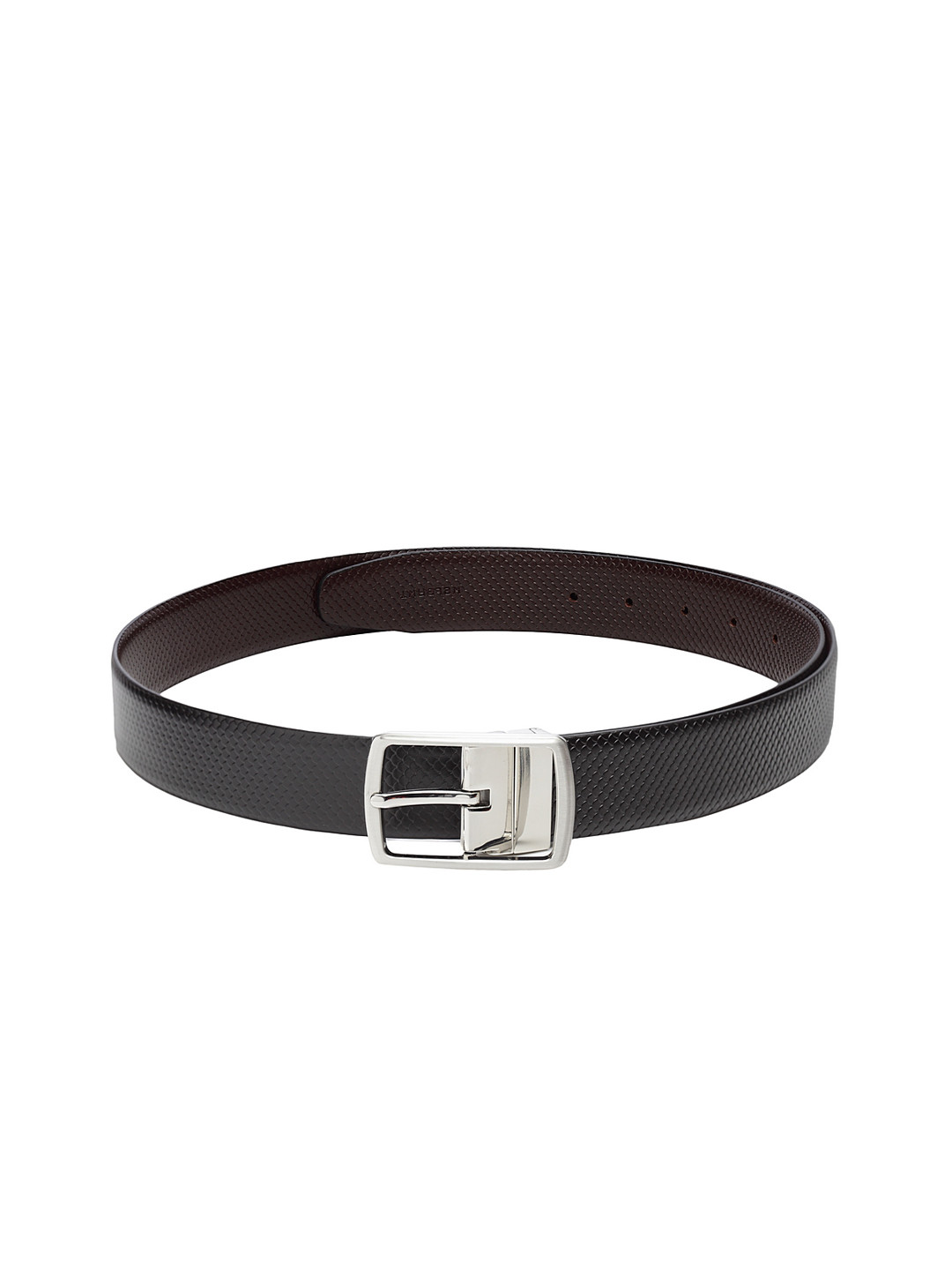 

WELBAWT Men Black & Brown Textured Reversible Leather Belt