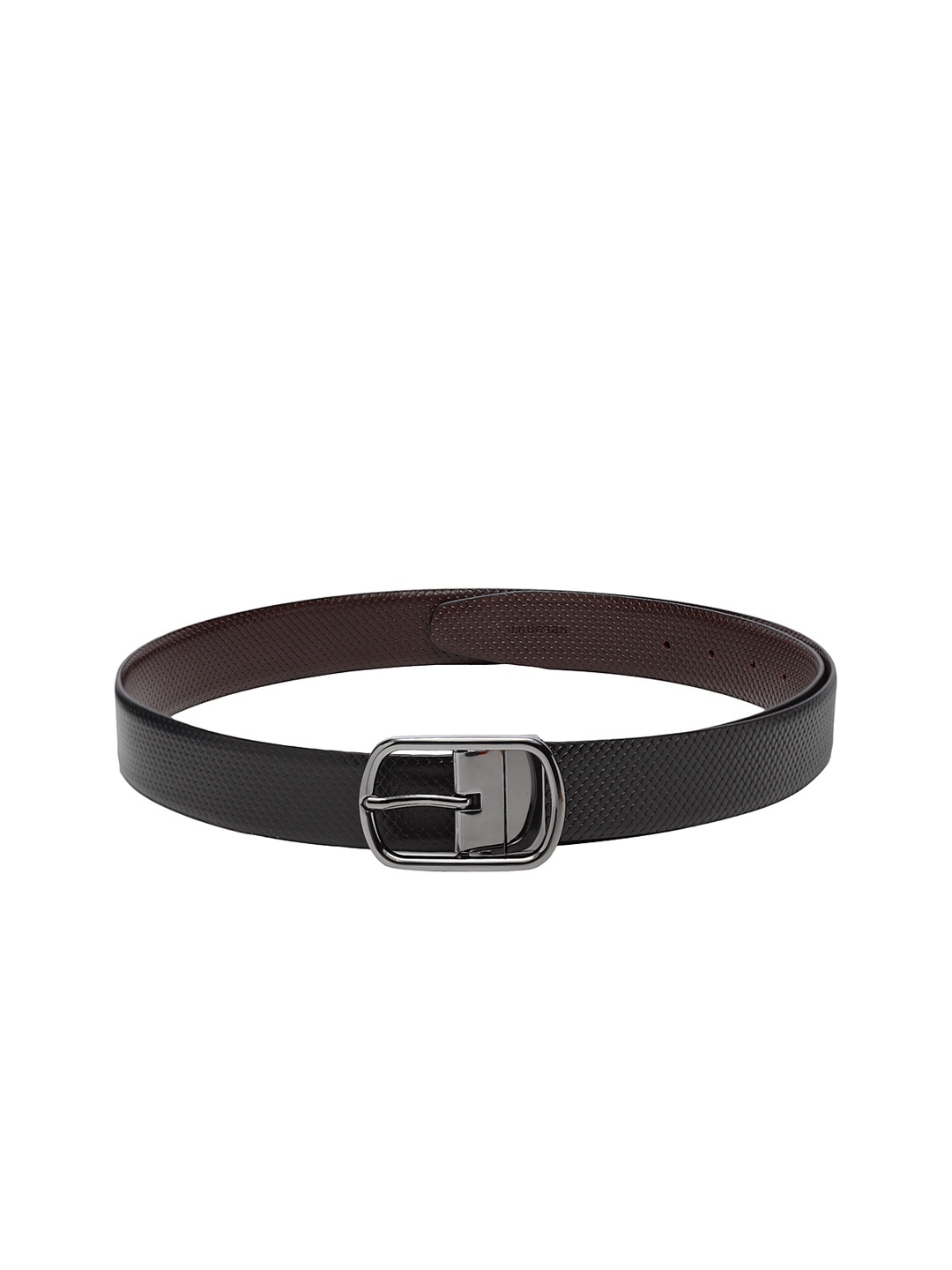 

WELBAWT Men Black & Brown Textured Reversible Leather Belt