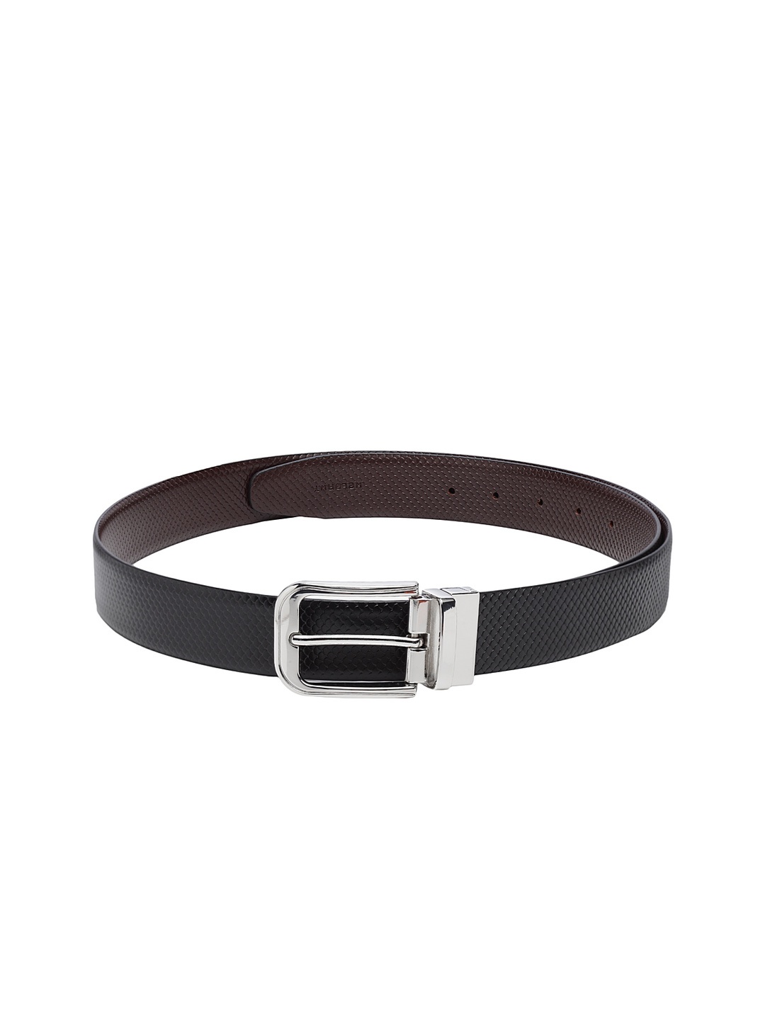 

WELBAWT Men Black & Brown Textured Reversible Leather Belt