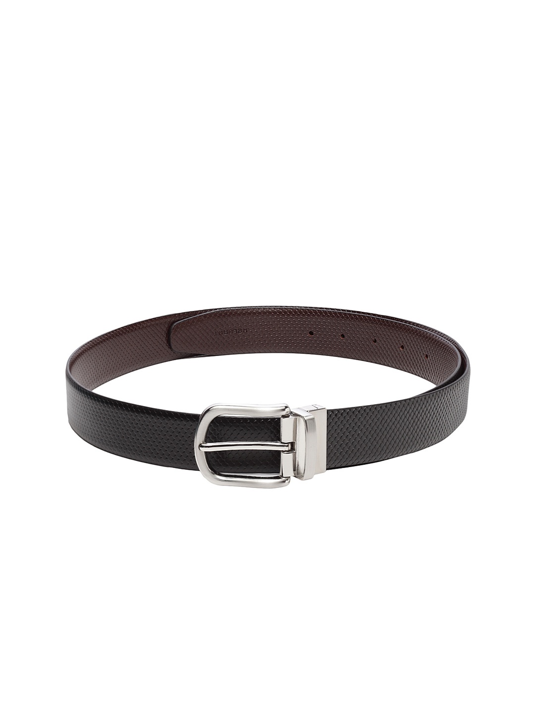 

WELBAWT Men Black & Brown Textured Reversible Leather Belt