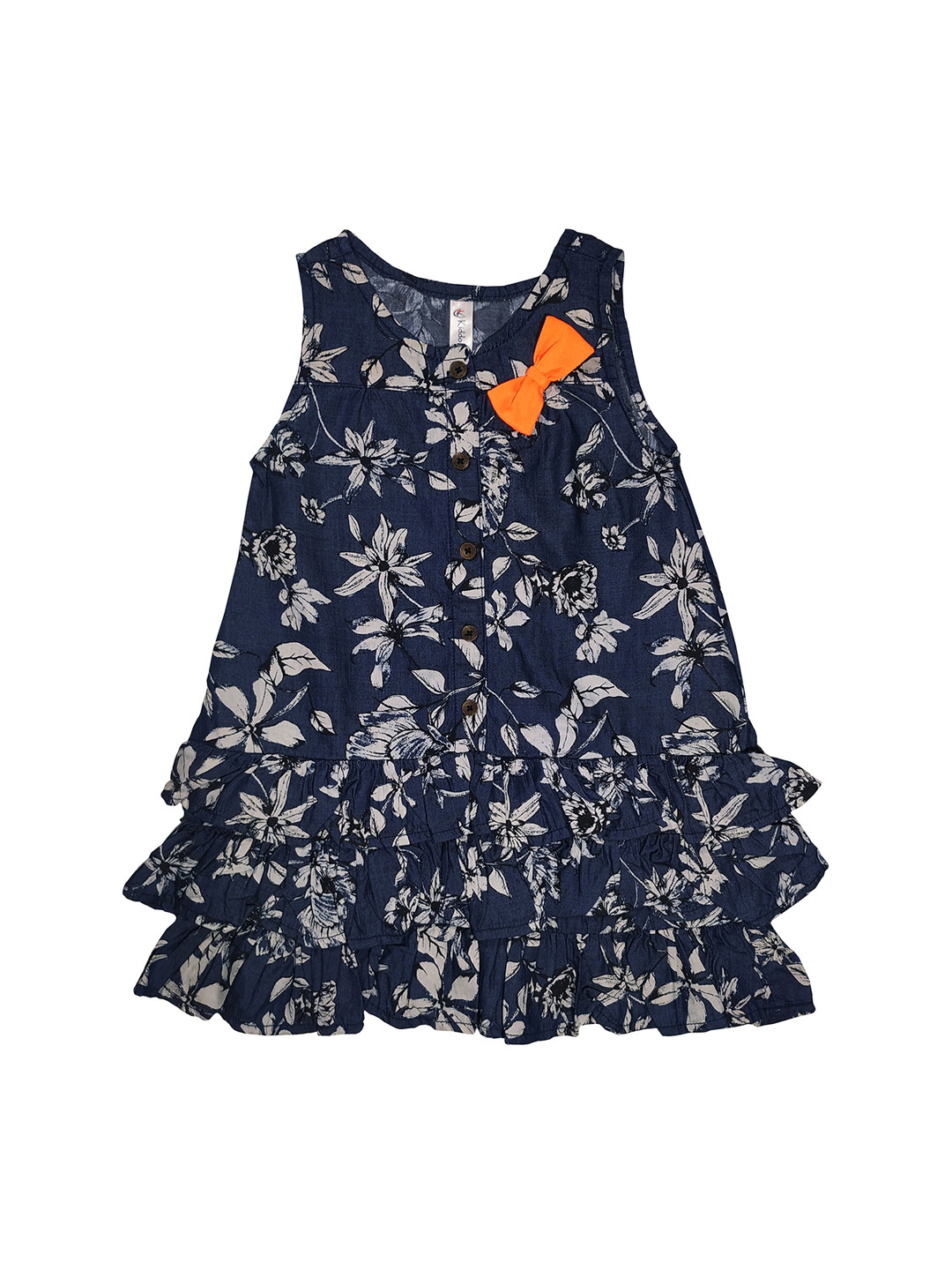 

KiddoPanti Girls Blue & Off-White Printed A-Line Dress
