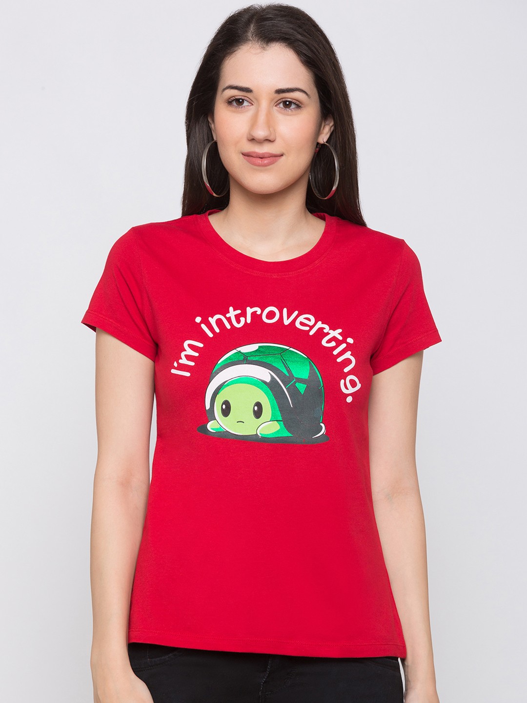 

Globus Women Red Printed Round Neck T-shirt
