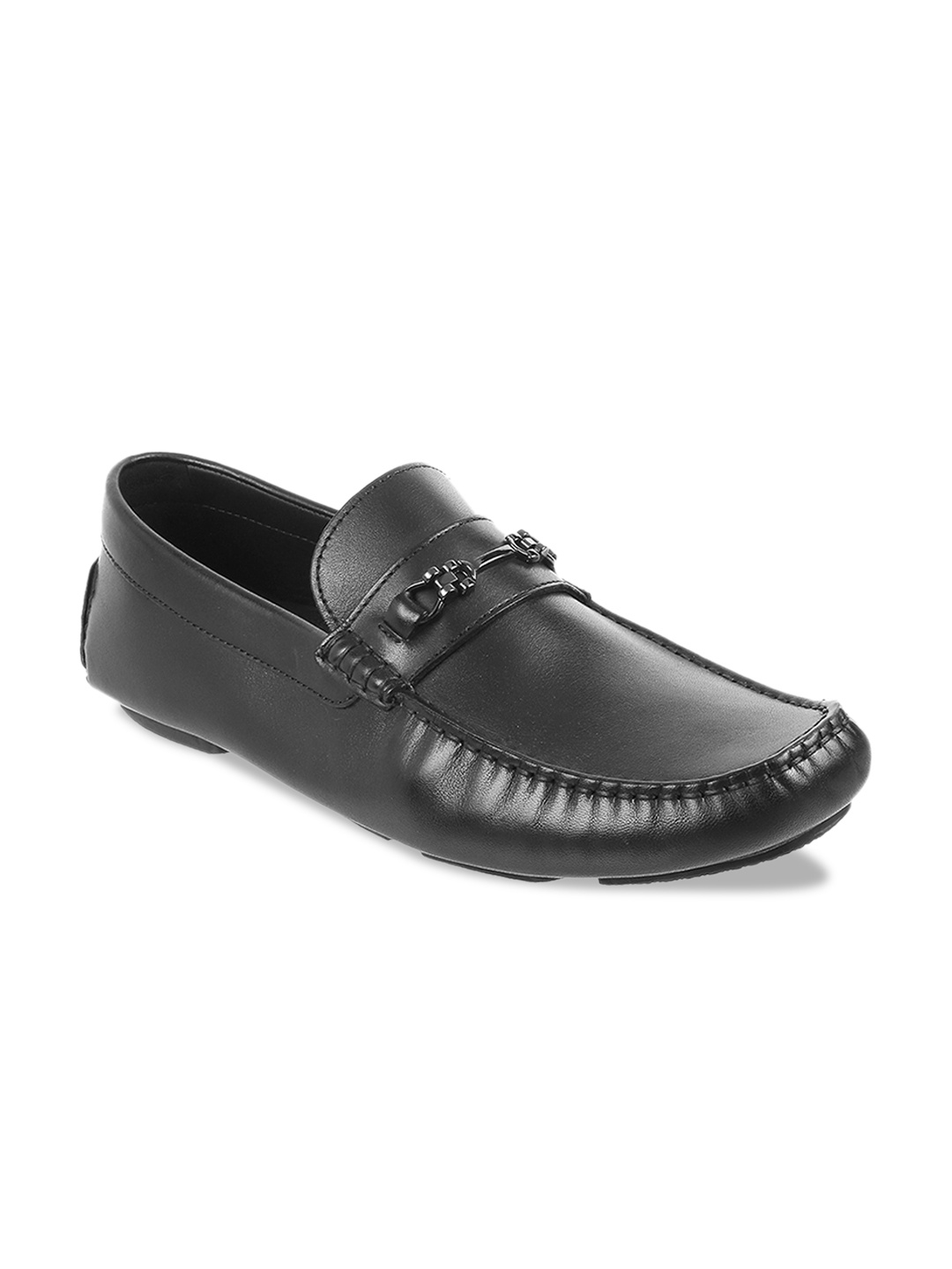 

Metro Men Black Solid Leather Formal Loafers