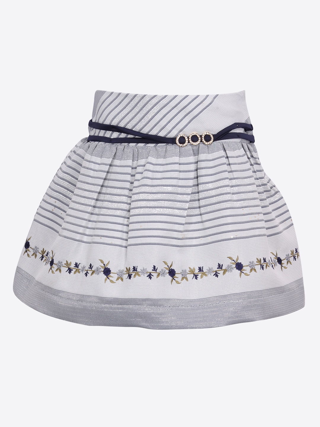 

CUTECUMBER Girls Grey & White Striped A-Line Skirt