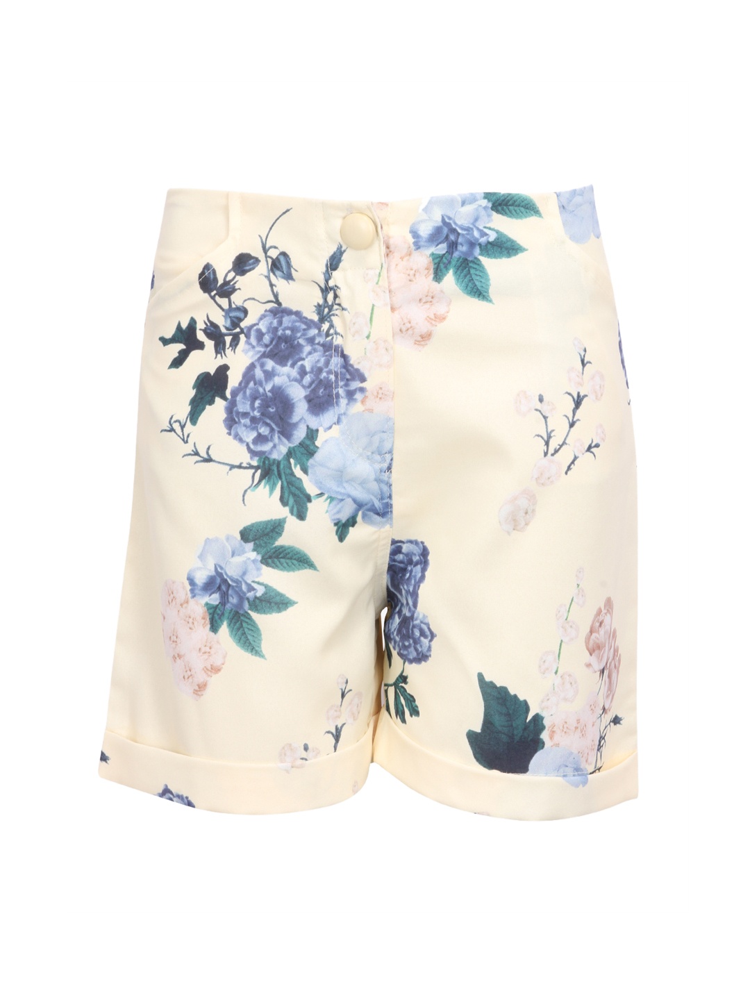 

CUTECUMBER Girls Cream-Coloured Printed Regular Shorts