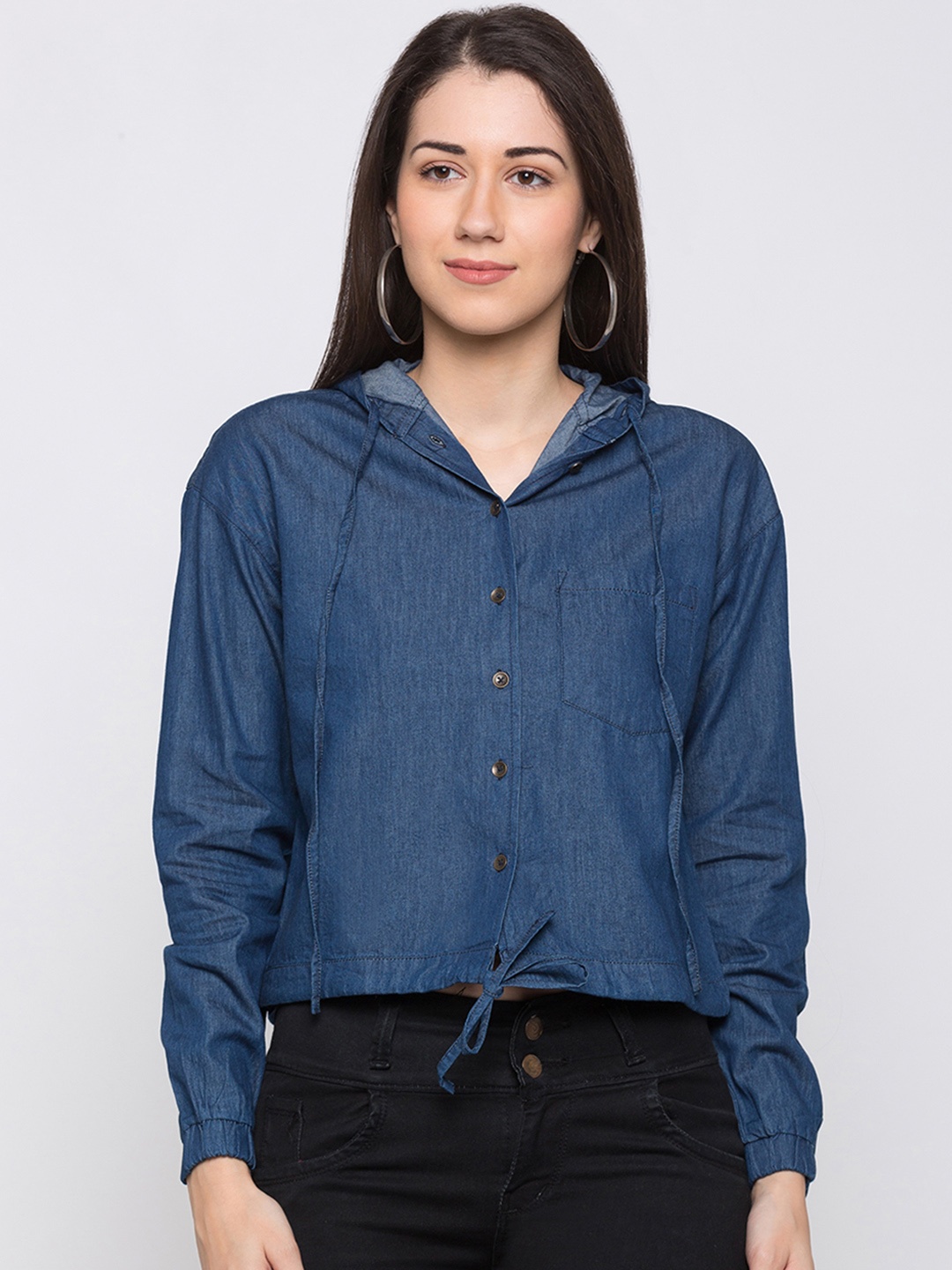 

Globus Women Blue Regular Fit Solid Casual Shirt