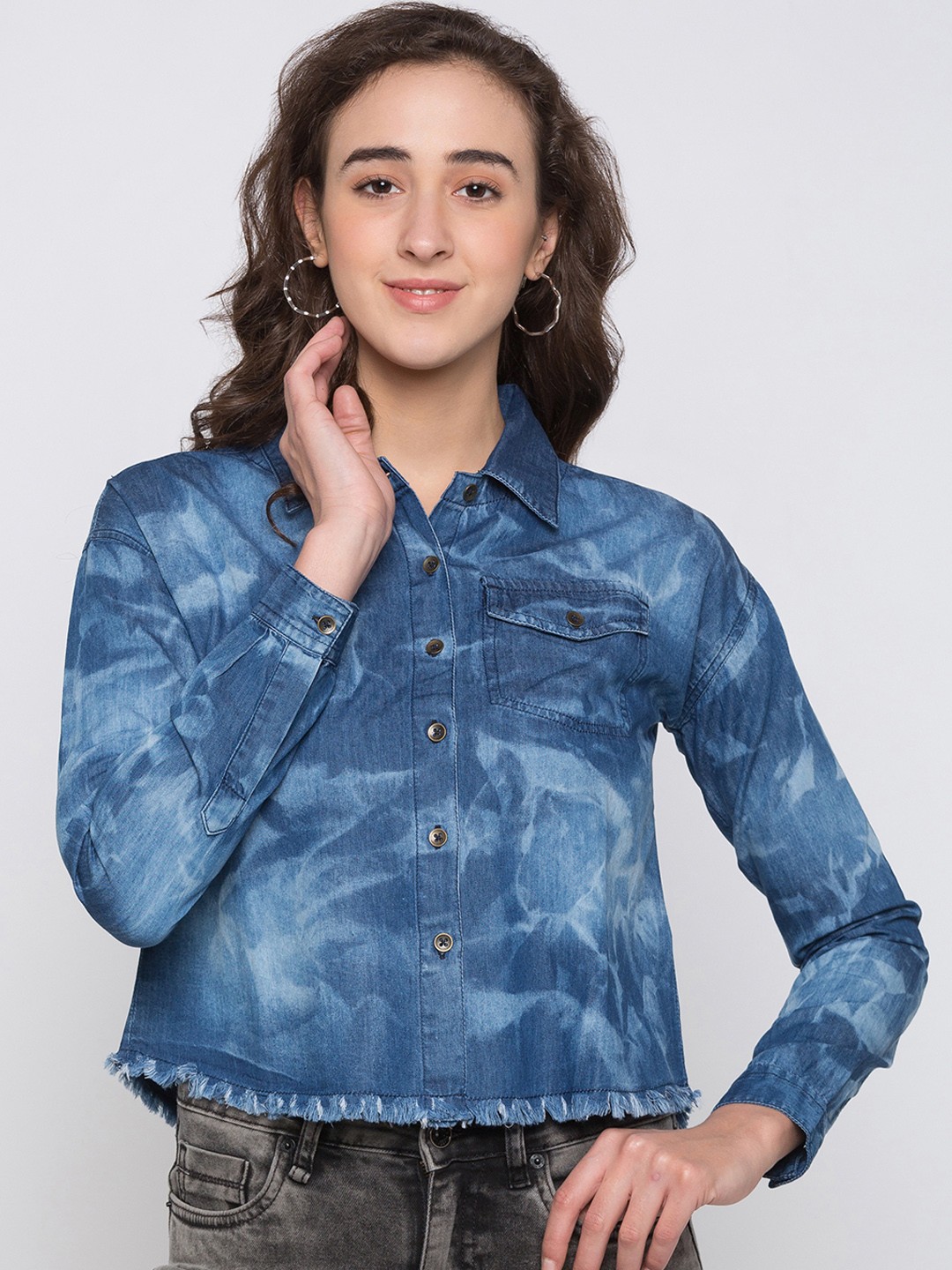 

Globus Women Blue Regular Fit Faded Casual Shirt