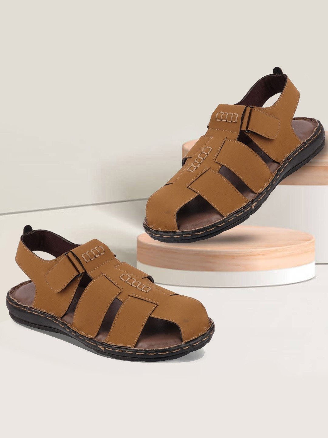 

FAUSTO Men Tan Brown Sandals