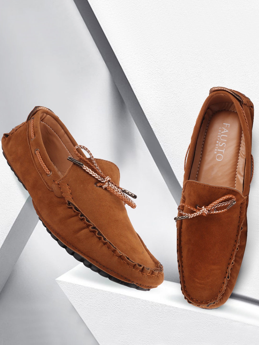 

FAUSTO Men Tan Brown Loafers