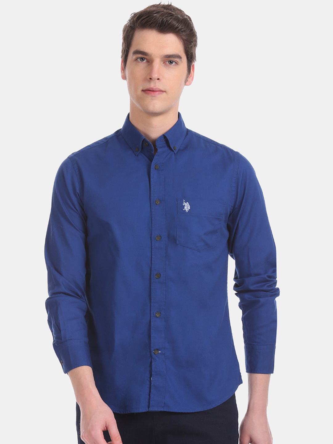 

U.S. Polo Assn. Men Blue Regular Fit Solid Casual Shirt