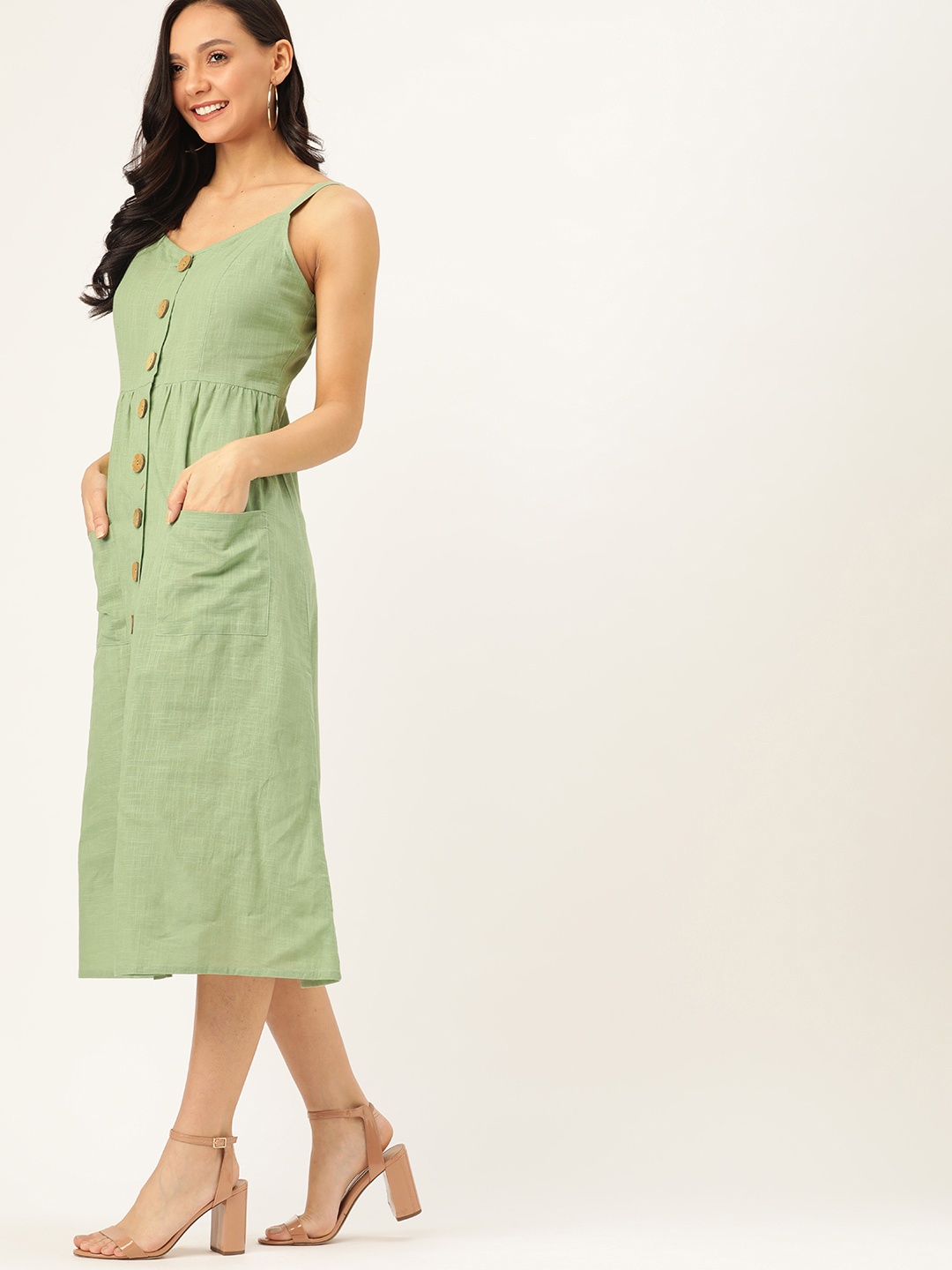 

DressBerry Women Pastel Green Solid A-Line Dress