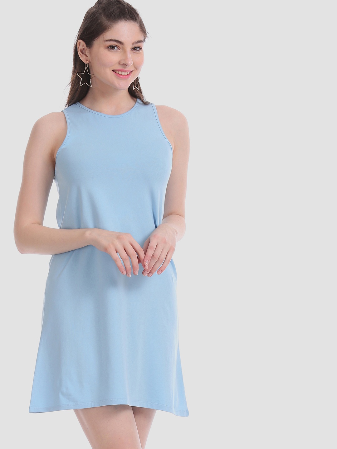 

Aeropostale Women Blue Solid Sheath Dress