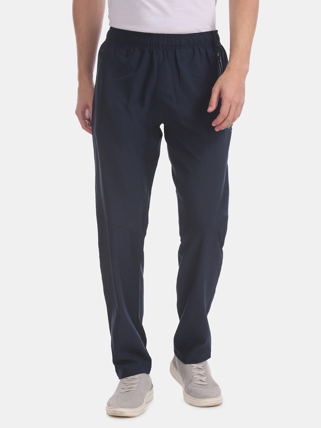 

U.S. Polo Assn. Men Navy Blue Solid Slim Fit Knitted Track Pants