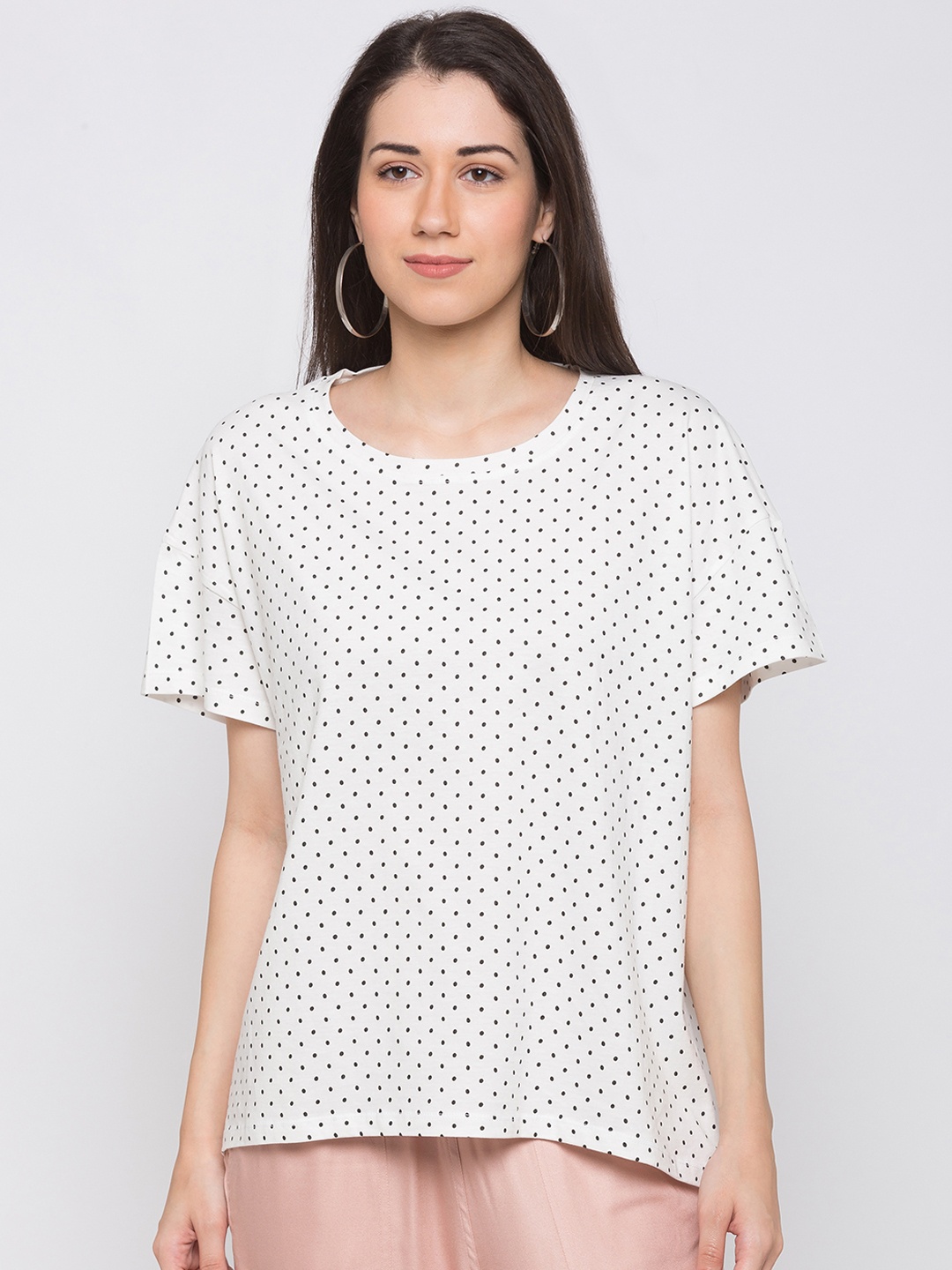 

Globus Women White & Black Printed Pure Cotton Top