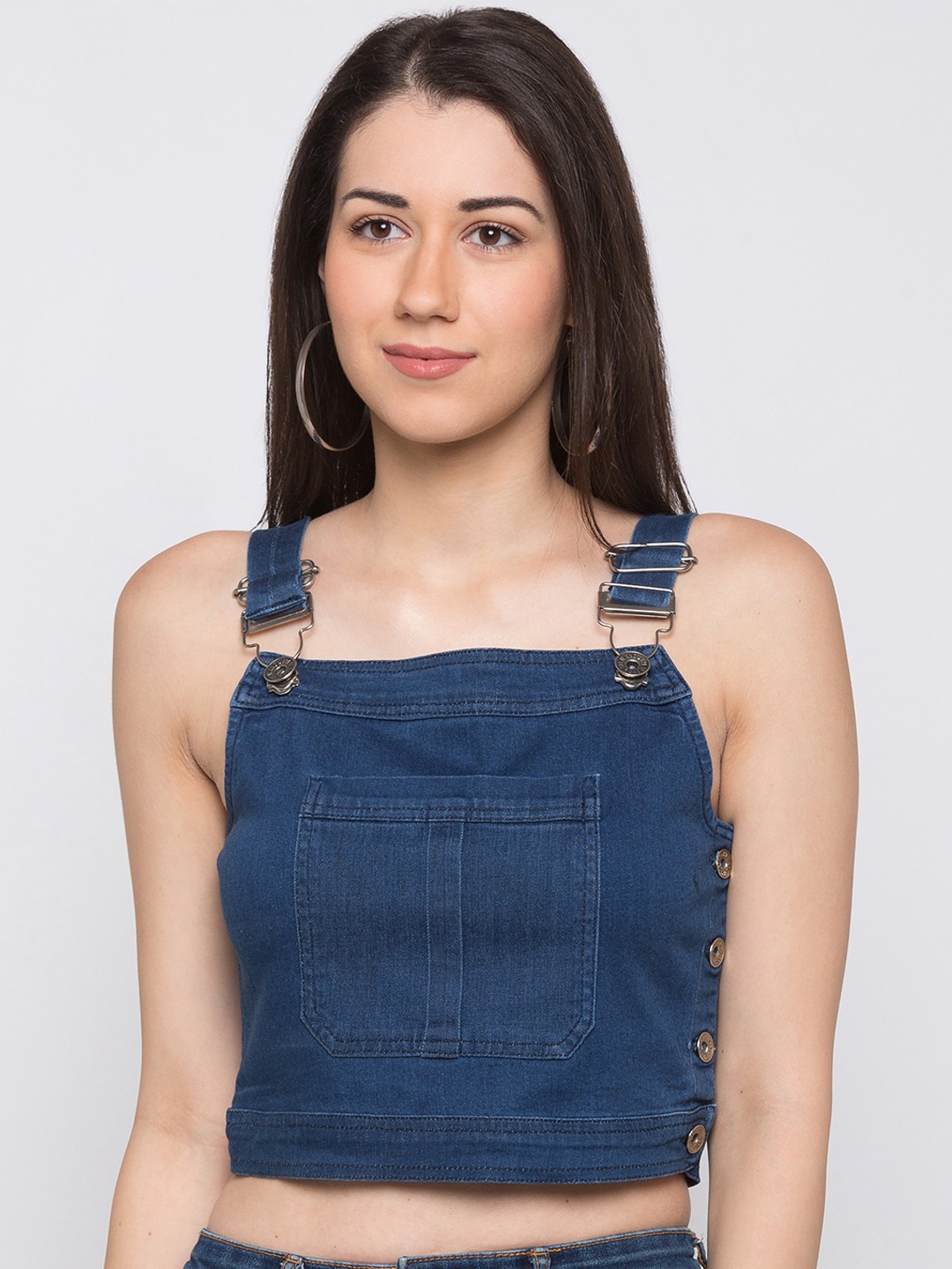 

Globus Women Blue Solid Pure Cotton Top