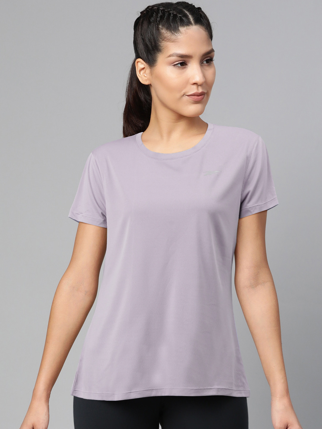 

Reebok Women Lavender Essentials Solid Running T-Shirt