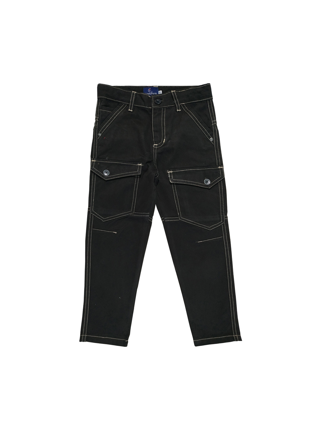

KiddoPanti Boys Black Regular Fit Solid Regular Trousers