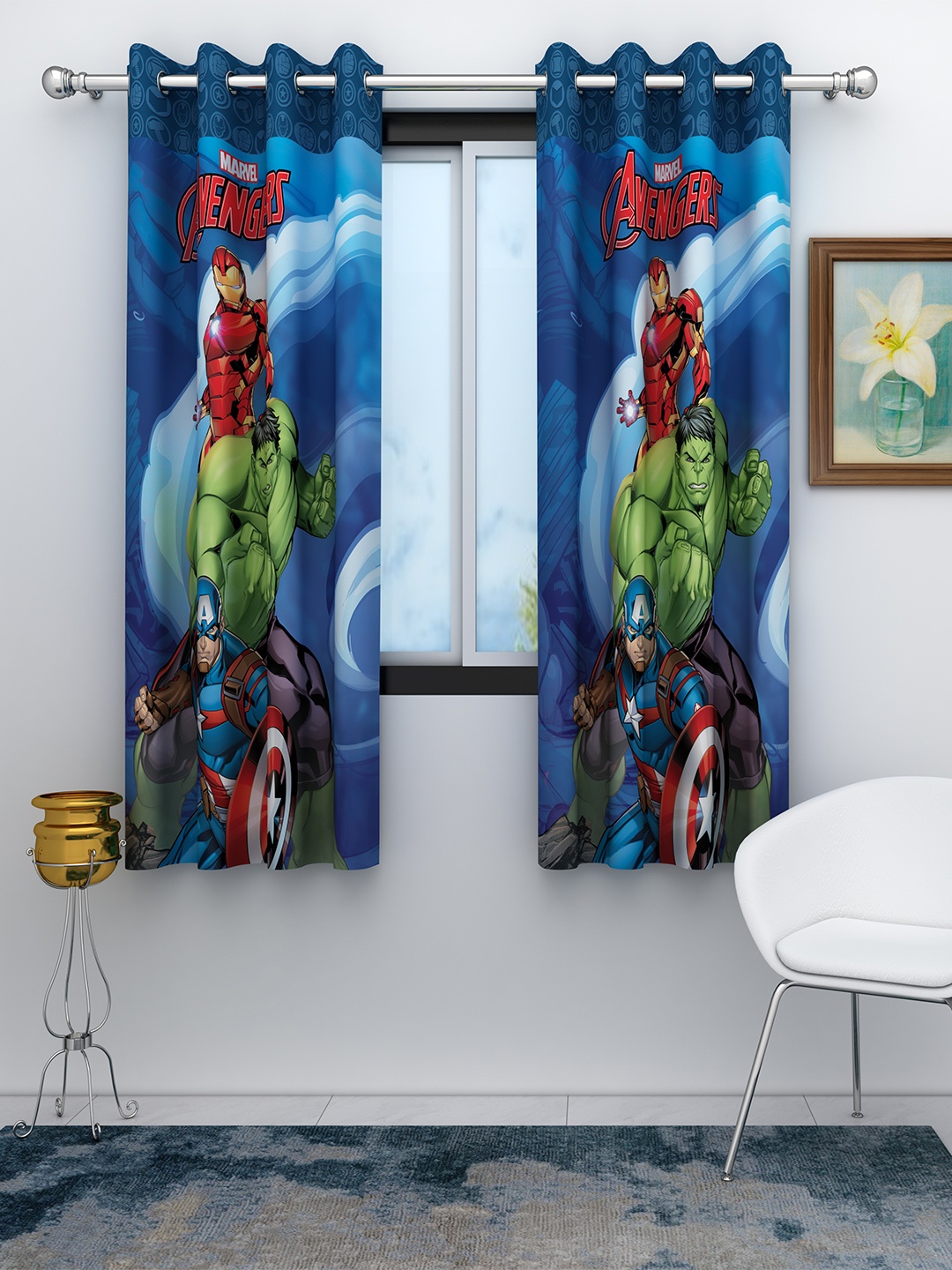 

Marvel Blue Set of 2 Marvel Avengers Kids Window Curtain