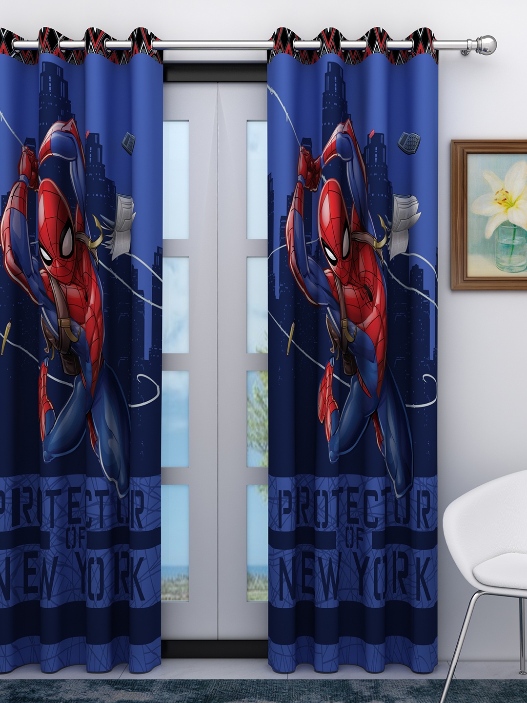 

Marvel Blue Marvel Spiderman Kids Single Long Door Curtain