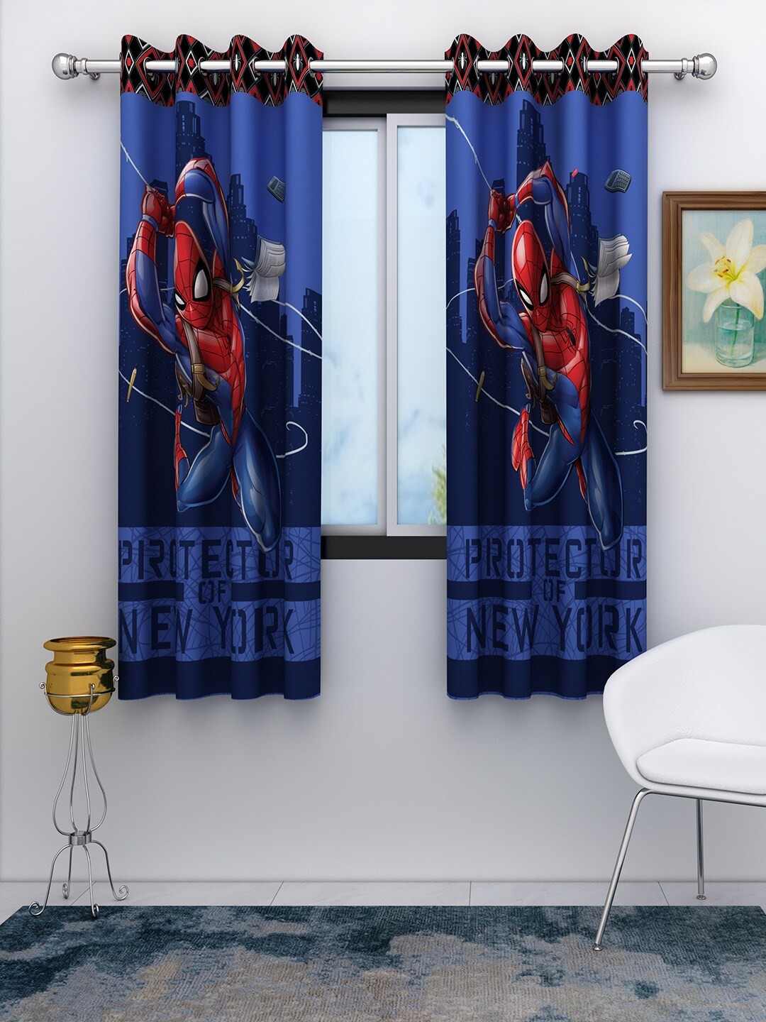 

Marvel Blue Set of 2 Marvel Avengers Spiderman Kids Window Curtain
