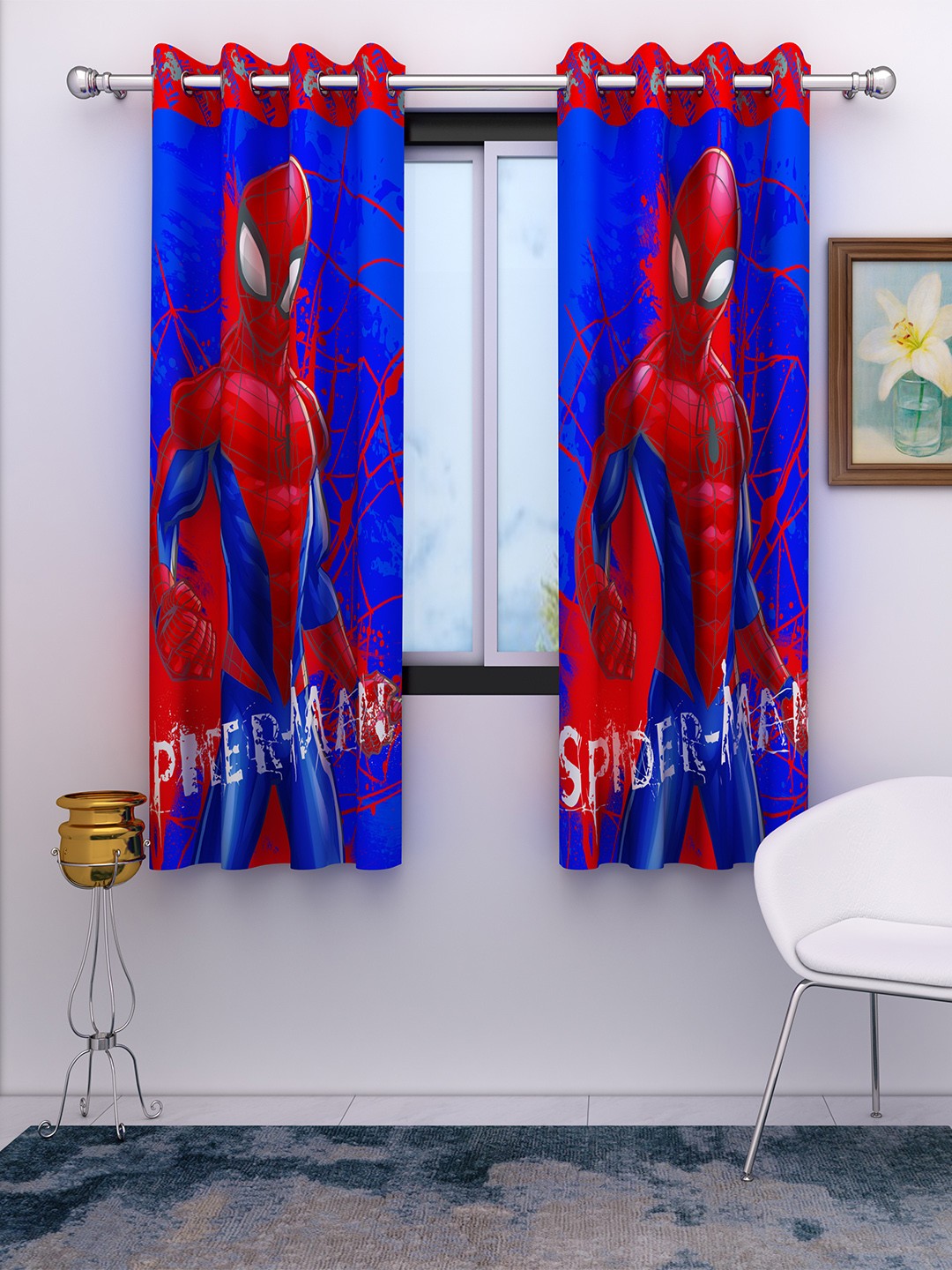 

Marvel Blue Set of 2 Marvel Avengers Spiderman Kids Window Curtain