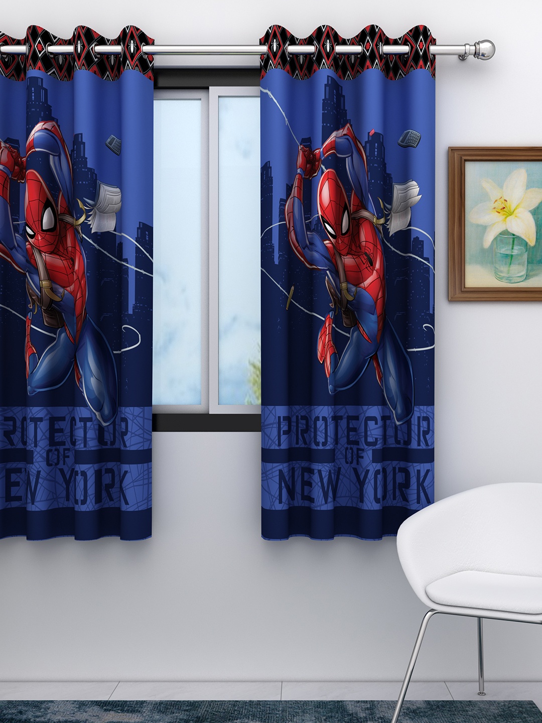 

Marvel Blue Marvel Avengers Spiderman Kids Single Window Curtain