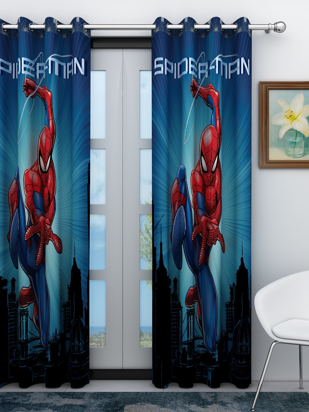 

Marvel Kids Blue & Red Spiderman Printed Long Door Curtain