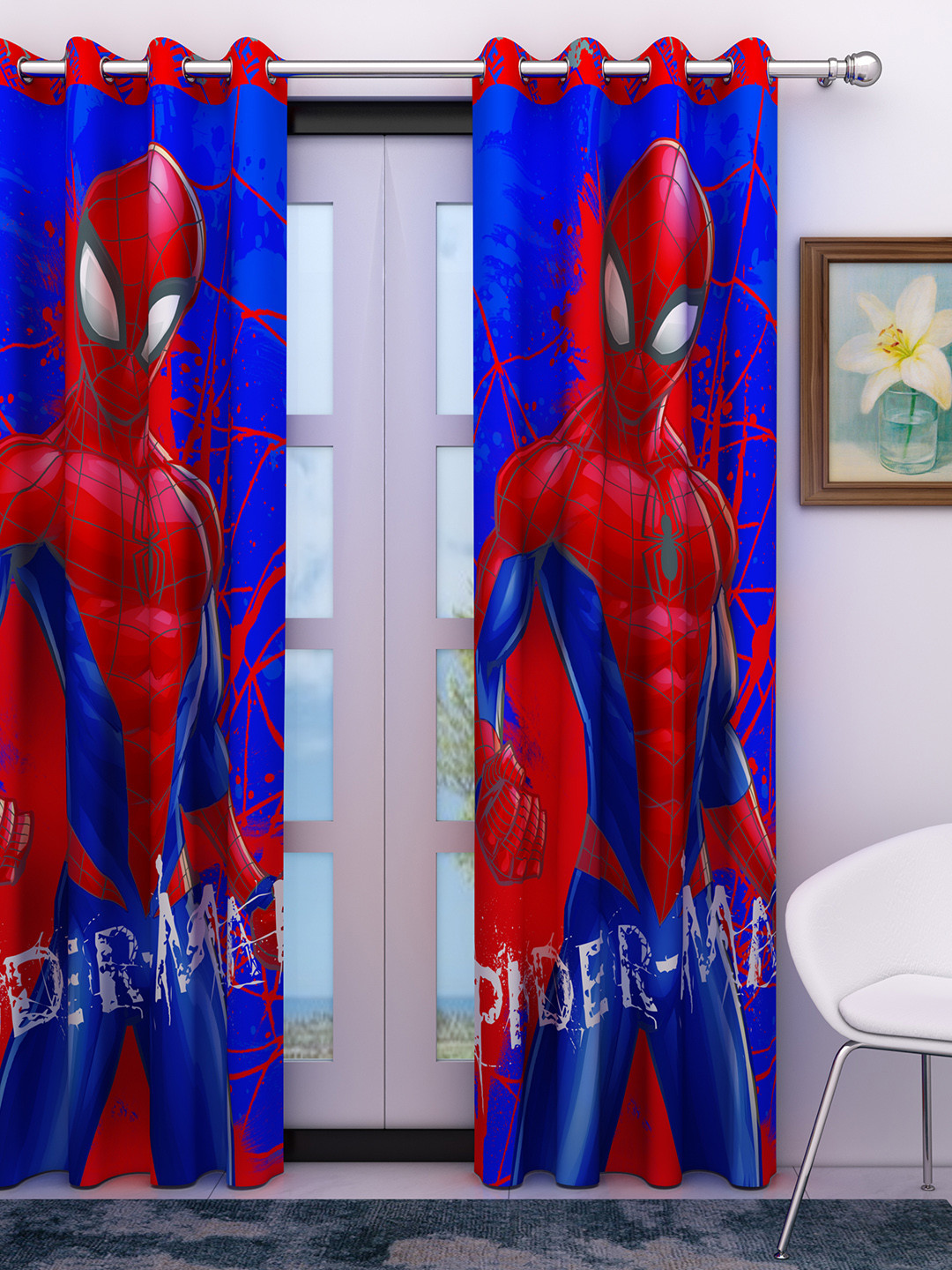 

Marvel Kids Blue & Red Spiderman Printed Long Door Curtain