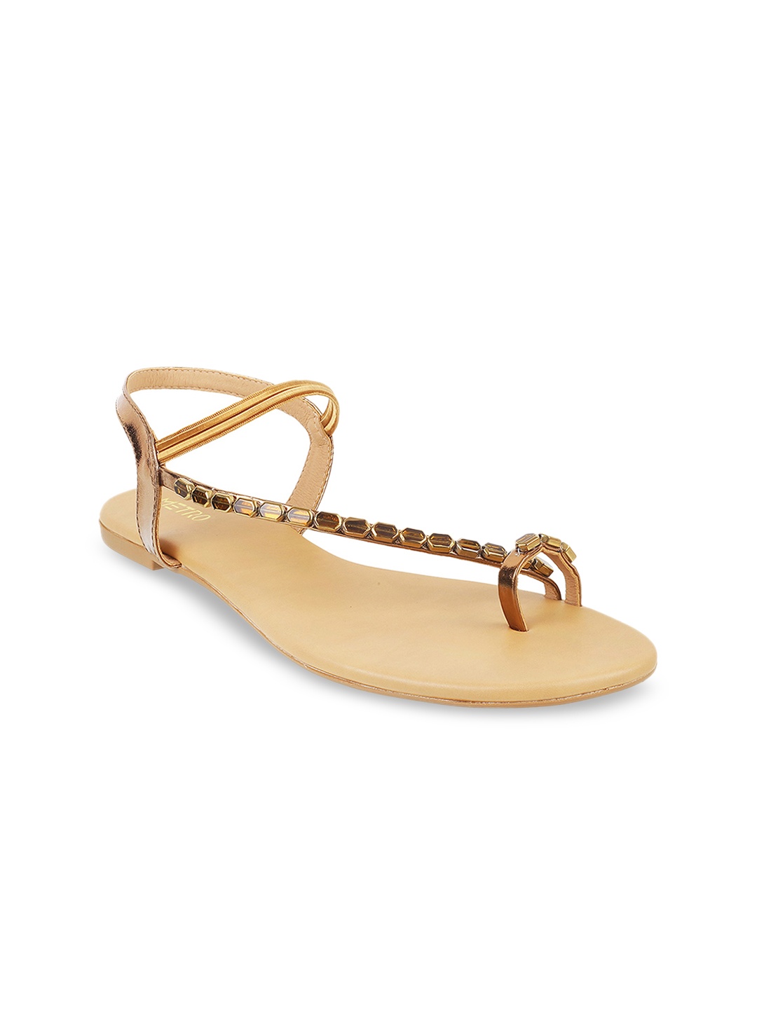 

Metro Women Bronze-Toned Embellished One Toe Flats