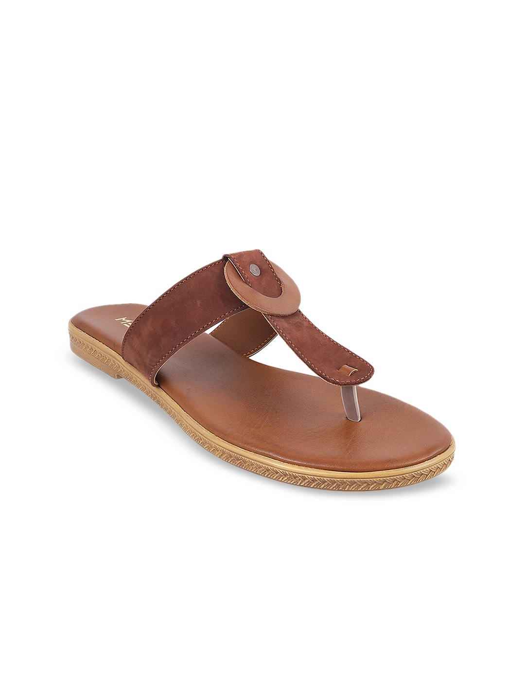 

Metro Women Tan Brown Solid T-Strap Flats