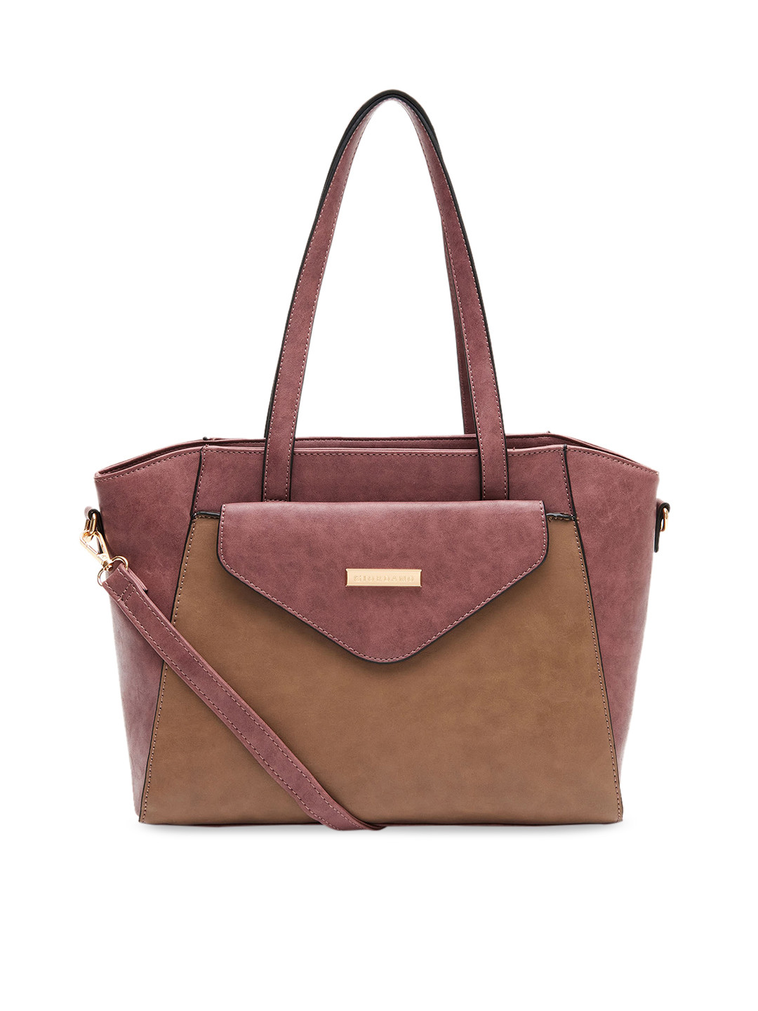 

GIORDANO Pink & Brown Colourblocked Shoulder Bag