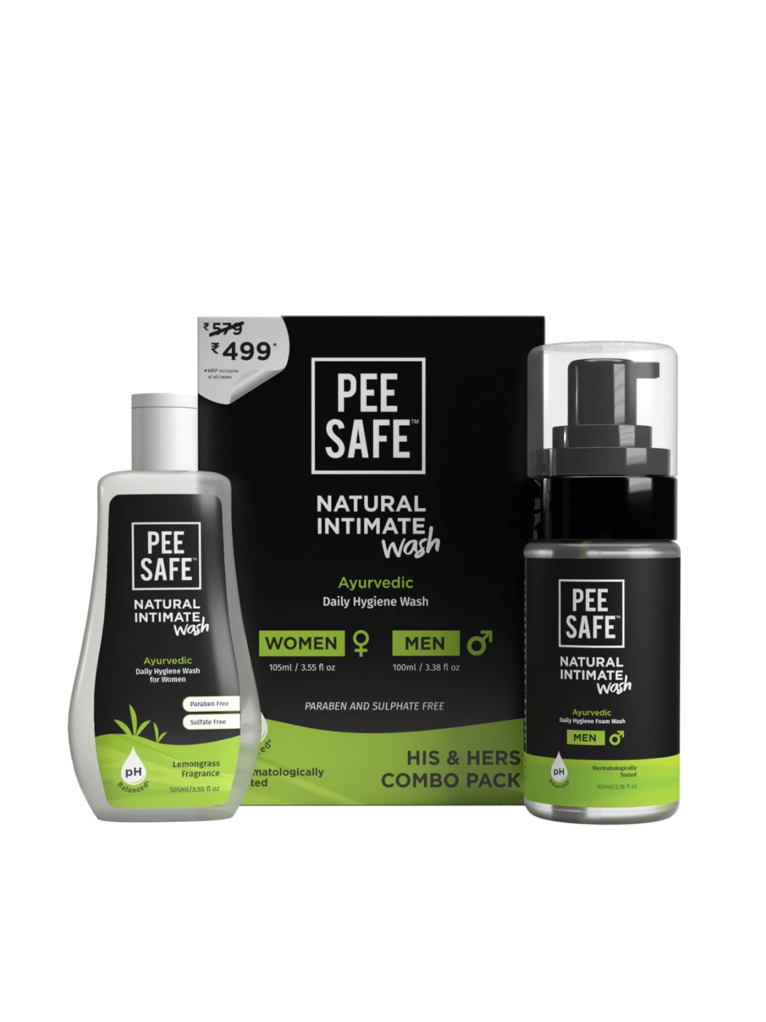 

PEESAFE Set of His & Her Natural Intimate Wash, Black