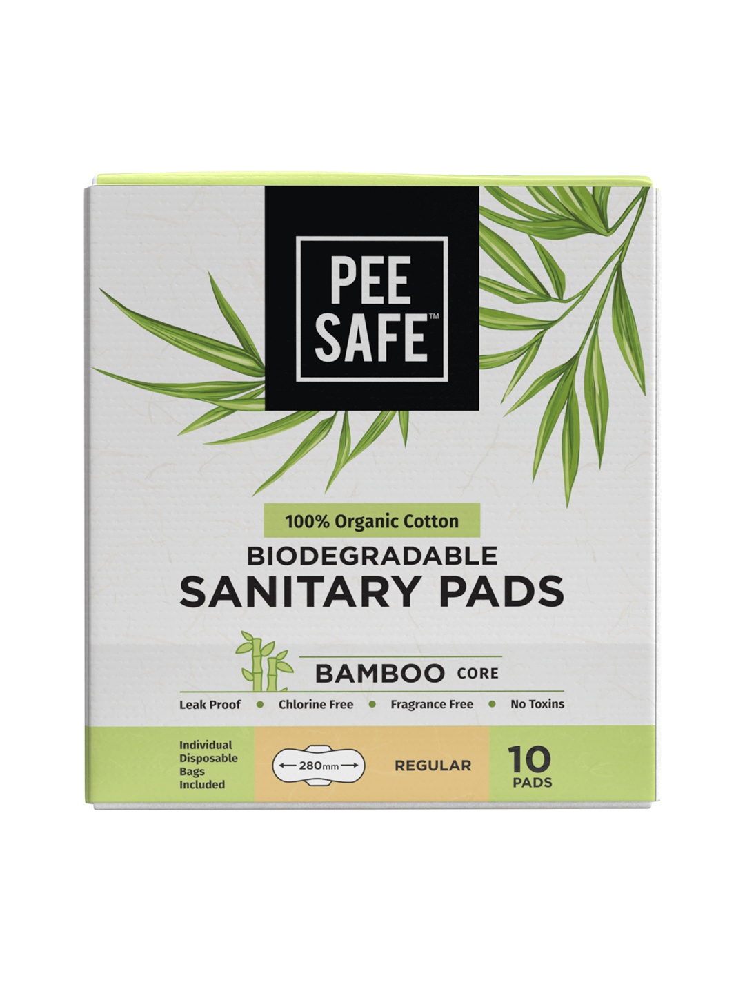 

Pee Safe Pack Of 10 100% Organic Cotton Biodegradable Sanitary Pads, White