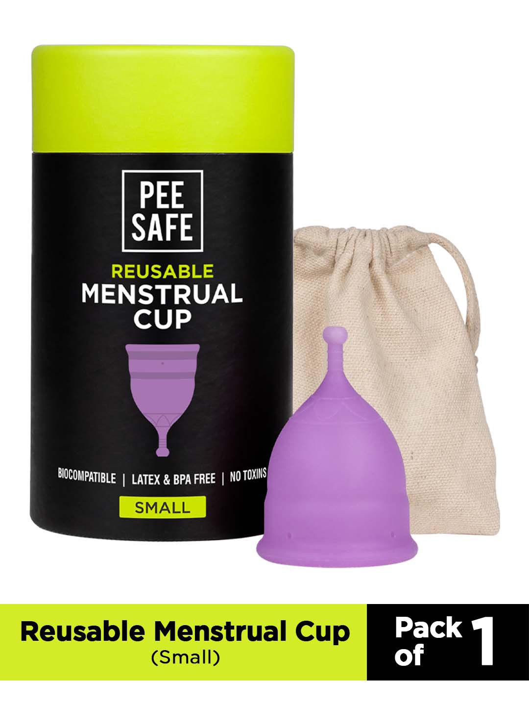 

PEESAFE Reusable Menstrual Cup with 8-10 Hours Protection - Small, Purple