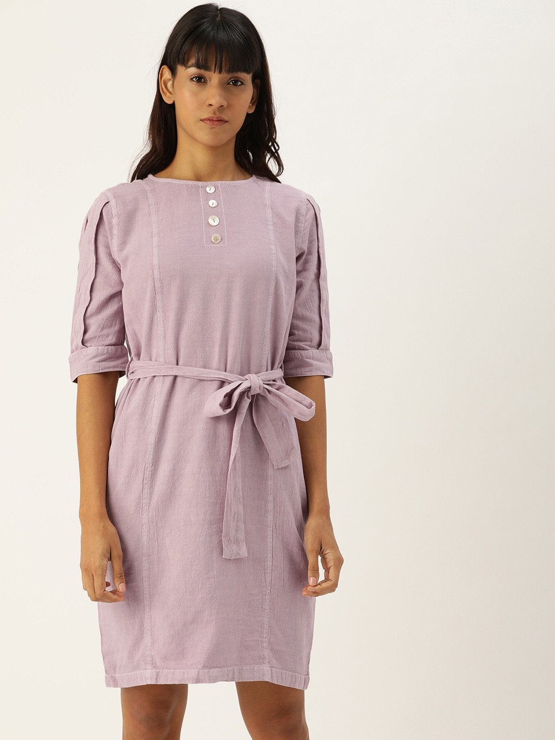 

ether Kora Collection Women Pink Sustainable Natural Dyed Solid A-Line Sustainable Dress