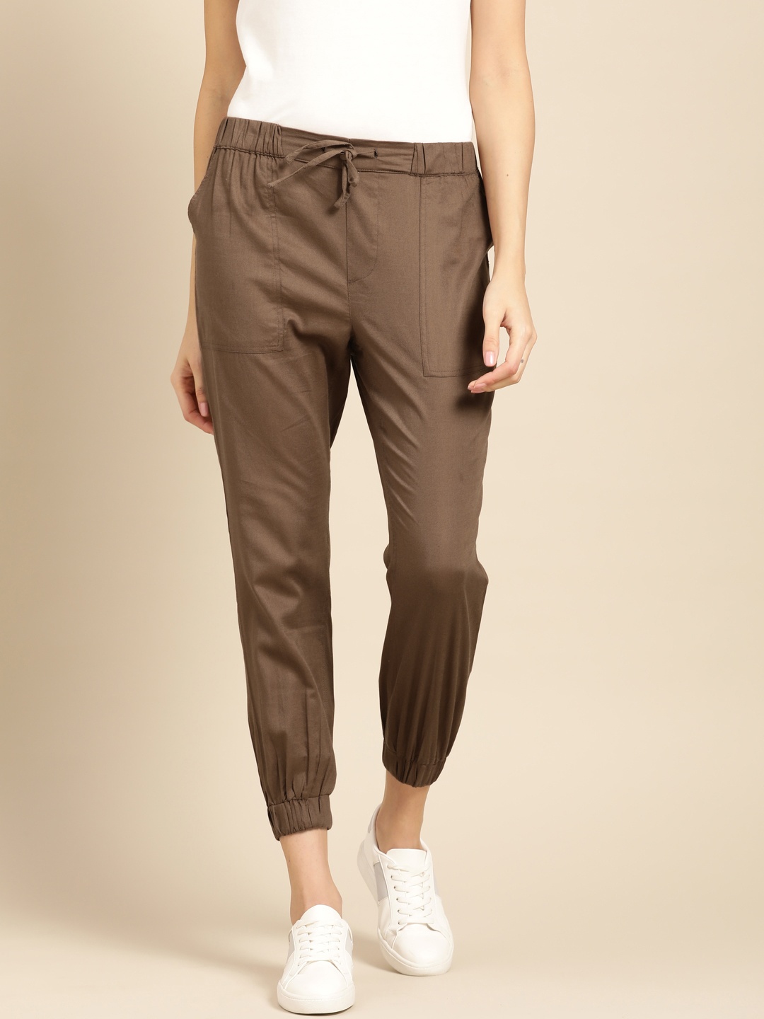 

ether Women Brown Regular Fit Solid Cropped Joggers